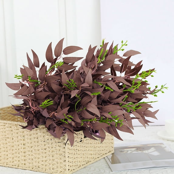 Artificial Eucalyptus Stems 20.5" Tall Fake Branches with Silk Apple Leaves Faux Pink Plants Bouquets for Party Wedding Flowers Arrangements Accessories Home Table Vase Decorations,Red