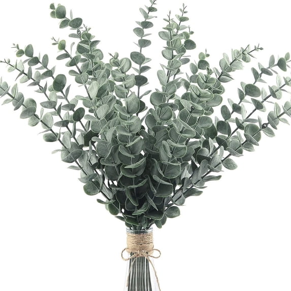 Artificial Eucalyptus Stems 20 Pcs Eucalyptus Leaves Branches with Flowers for Wedding Centerpiece Spring Easter Farmhouse Home Decoration and Office Flowers Bouquet