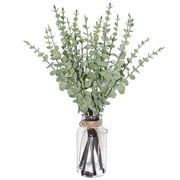 simeccom 13.78" Artificial Eucalyptus Stems in Glass Vase with Faux Water - Fake Plant for Home Decor, Coffee Table Centerpiece, Office & Bathroom Greenery