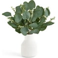 thumbnail image 1 of Artificial Euc Stems in Small Ceramic Vase Centerpiece Table Decorations Modern Farmhouse Decor Fake Plants with for Bathroom Kitchen Shelf Living Room Home Decor, White, 1 of 4