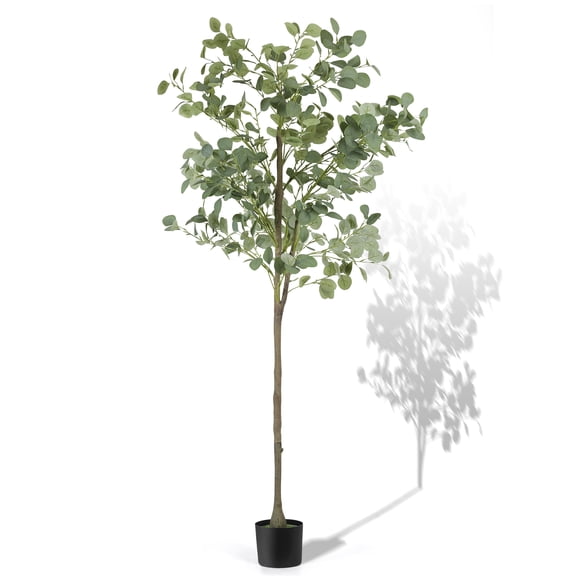 Artificial Eucalyptus Tree, 6ft Tall Fake Tree Silk Artificial Eucalyptus Tree with Plastic Nursery Pot, Artificial Plants for Home Office Interior Decoration