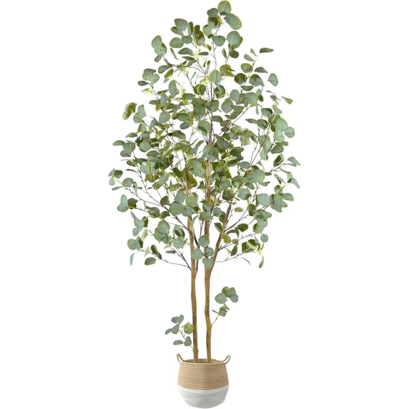 Artificial Eucalyptus Tree, 6ft Tall Faux Eucalyptus Plant with Basket for Home Office, 72'' Fake Tree for Indoor Outdoor Livingroom Garden Floor Dcor