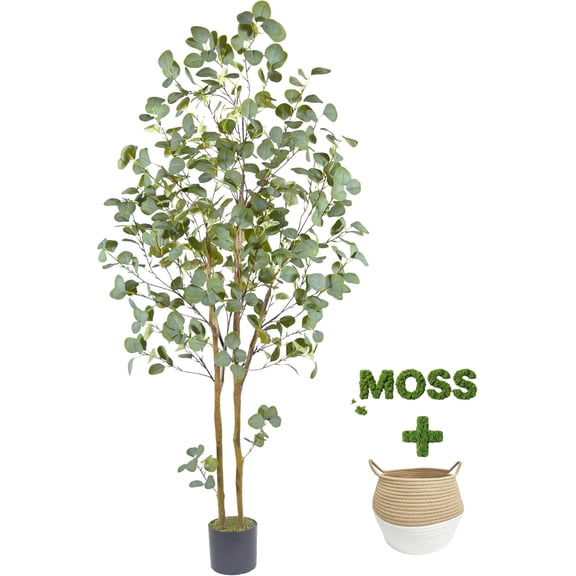 Artificial Eucalyptus Tree 6ft with Woven Basket