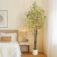 thumbnail image 1 of Artificial Eucalyptus Tree, 7ft Tall Fake Artificial Plant with White Planter，Large Faux Floor Plant Fake Silk Trees with 100 Lights Artificial Trees for Home Decor Indoor, 1 of 7