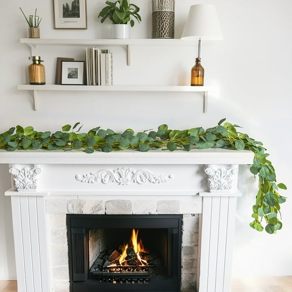 Artificial Eucalyptus Vine Garland - 74.8 Inch Fake Greenery for Home Decor, Wedding Backdrop, Christmas Mantel Swag and Wall Hanging Decorations