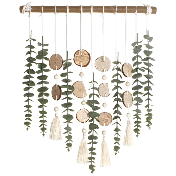 Artificial Eucalyptus Wall Decor,Greenery Garland Wall Hanging with Wood Beads and Tassels,for Home Decoration