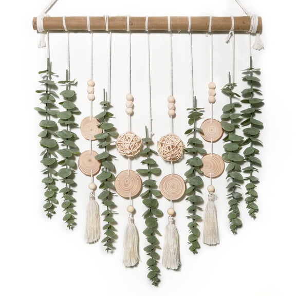 Artificial Eucalyptus Wall Decor Fake Greenery Leaves Stems Wall Hanging Plants on 16.5 inch Wooden Stick