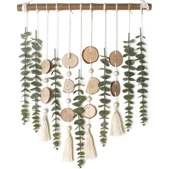 Artificial Eucalyptus Wall Decor Greenery Leaves Stems Wall 16.5 inch Wooden Stick Boho Rustic Farmhouse Decor for Bedroom Kitchen Dining Room Bathroom
