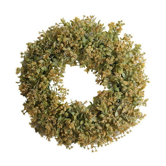 Artificial Eucalyptus Wreath 17.7inch Spring Summer Large Green Leaf Wreath for Festival Celebration Front Door Wall Window Party Decoration, Faux Eucalyptus Porch Farmhouse Decor Home Décor