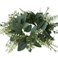 Artificial Eucalyptus Wreath Candle Ring, Faux Greenery Garland for