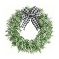 thumbnail image 1 of Artificial Eucalyptus Wreath for Front Door 15" Green Leaf Wreath for Window Home Porch Farmhouse Patio and Garden Indoor Outdoor Decor with Bow for Spring Summer Fall Winter, 1 of 7