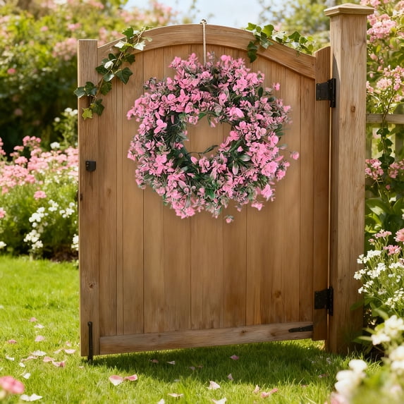 Artificial Eucalyptus Wreath, Simulation Greenery Wreath for Front Door Home Garden Decor All Season(Pink)