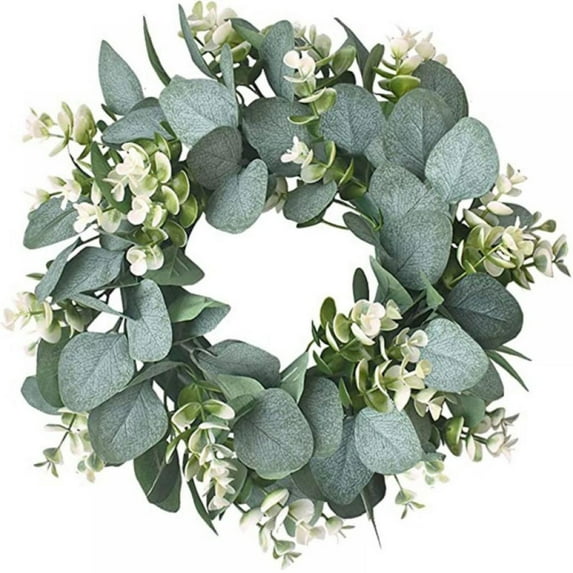 Artificial Eucalyptus Wreath for Front Door Fall Wreath Large Green Leaf Wreath for Wall Window Farmhouse Garland Decor