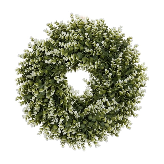 Artificial Eucalyptus Wreath with Jute Rope Hook Handmade Faux Leaf Wreath for Indoor Outdoor Wall Door Window Decoration