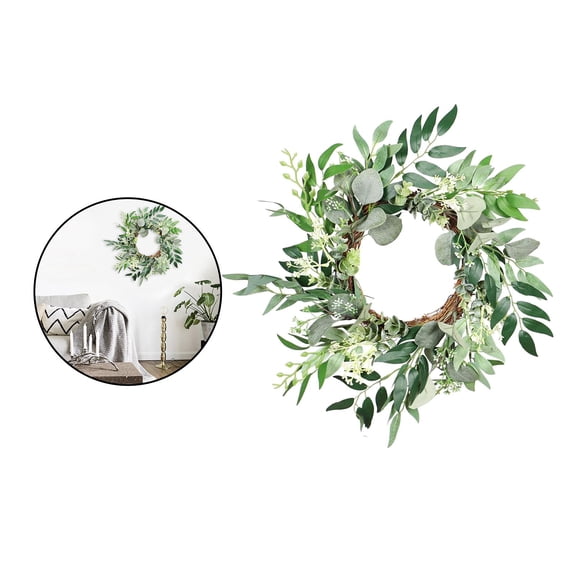 "Artificial Eucalyptus Wreath with Twig Base, 18"/20" Leaves Wreath for Home Hanging Wedding Party Decor 50cm"