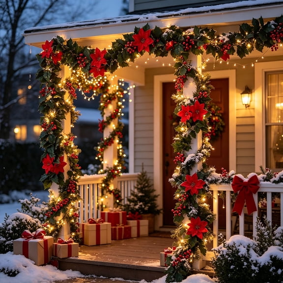 Artificial Evergreen Christmas Garland Flexible Faux Pine Needle Garland Holiday Decoration for Mantel Staircase Door Frame Wall Indoor Outdoor Decor 68.9 inch B