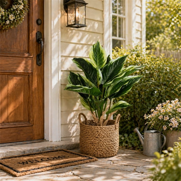 Artificial Evergreen Plant Cuttings, 14 Leaves Lifelike Foliage, Fade Resistant Plastic Material, No Watering Upkeep, Fake Greenery Twigs For Indoor Desktop Room Decoration