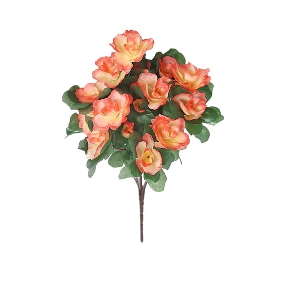 Artificial Fake Azalea Flowers, Spring Summer Faux Flower UV Resistant Look Real Plants, for Garden Yard Porch Walkway Indoor Decor, Orange