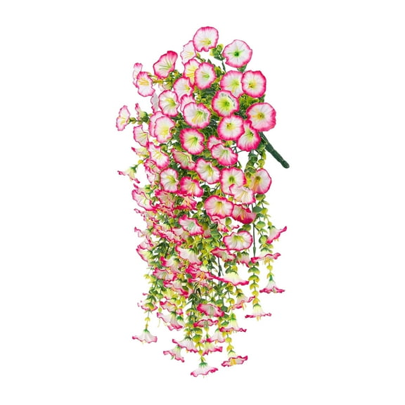 Artificial Fake Eucalyptus Morning Glory Hanging Flowers Plants for Outdoor Spring Summer Decoration, Faux Silk UV Resistant Realistic Morning Glory Trailing Vines for Home Porch Patio Balcony