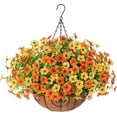 Artificial Fake Fall Hanging Plants Flowers Basket for Outdoor Decor