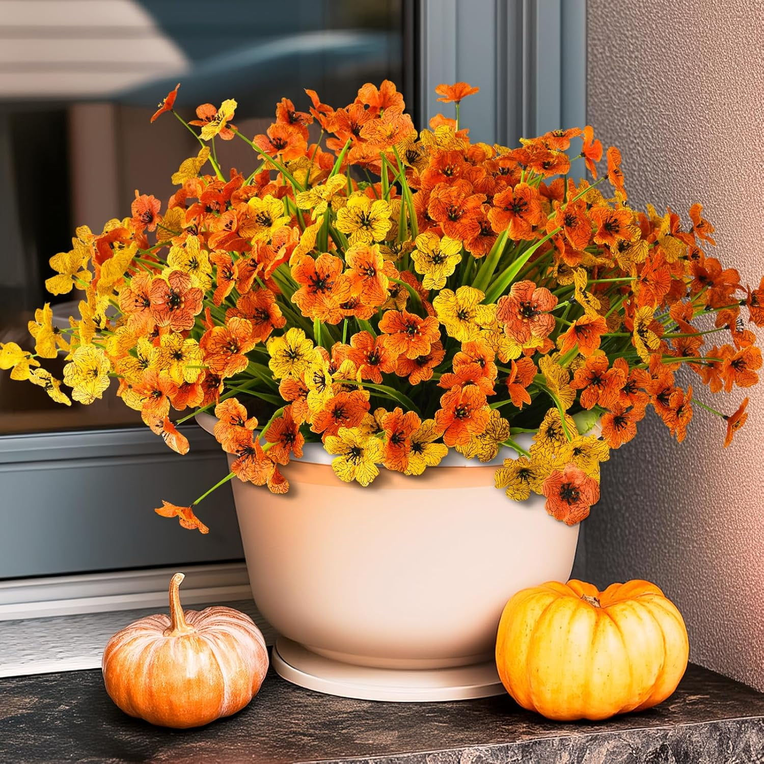 Artificial Fake Fall Plants Flowers for Outdoor Outside Decoration,12 ...