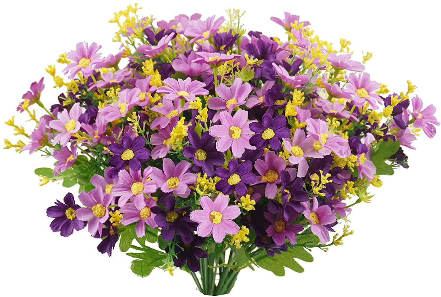 Artificial Fake Flowers, 6 Bundles Daisy Mums Flowers Outdoor UV