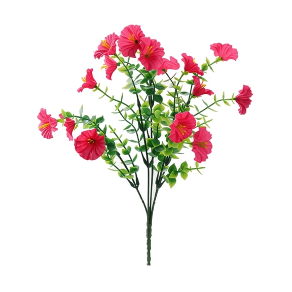 Artificial Fake Flowers Faux Morning Glory Floral Bouquet Durable Green Foliage Long Lasting Hanging Decorative Greenery for Indoor Outdoor Garden Porch Window Table Wedding Party