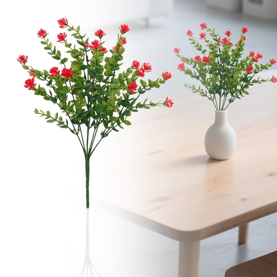 Artificial Fake Flowers Outdoor, Artificial Lotus Flowers Eucalyptus Greenery Shrubs, Faux Plants Plastic Flowers Spring Summer Decoration for Outside Home Planter Porch Patio Yard Garden Decor