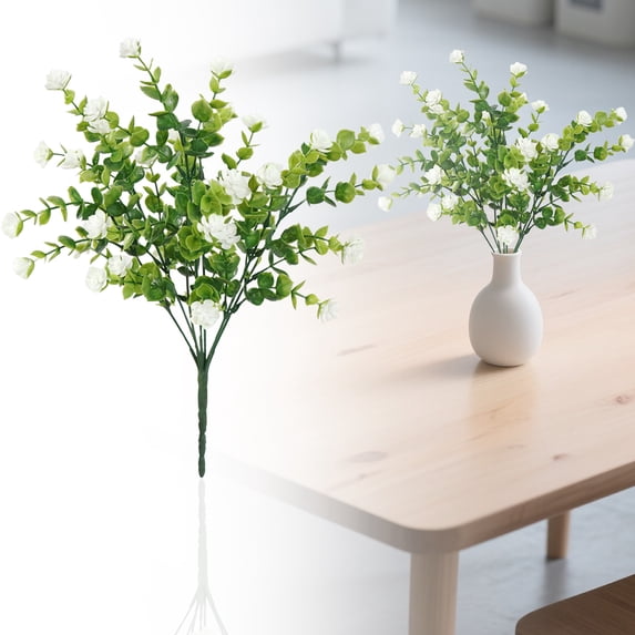 Artificial Fake Flowers Outdoor, Artificial Lotus Flowers Eucalyptus Greenery Shrubs, Faux Plants Plastic Flowers Spring Summer Decoration for Outside Home Planter Porch Patio Yard Garden Decor