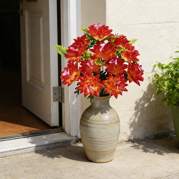 Artificial Fake Flowers for Outdoors Indoor Spring Summer Decoration Realistic Outdoor Faux Plants UV Resistant Silk Flowers for Outside Planter Patio Porch Garden Yard Home Decor
