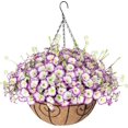 thumbnail image 1 of Artificial Fake Flowers Plants Hanging Basket for Outdoor Outside Spring Summer Decoration, Faux Silk Morning Glory Realistic UV Resistant for Home Porch Balcony Garden Yard Patio, 1 of 7
