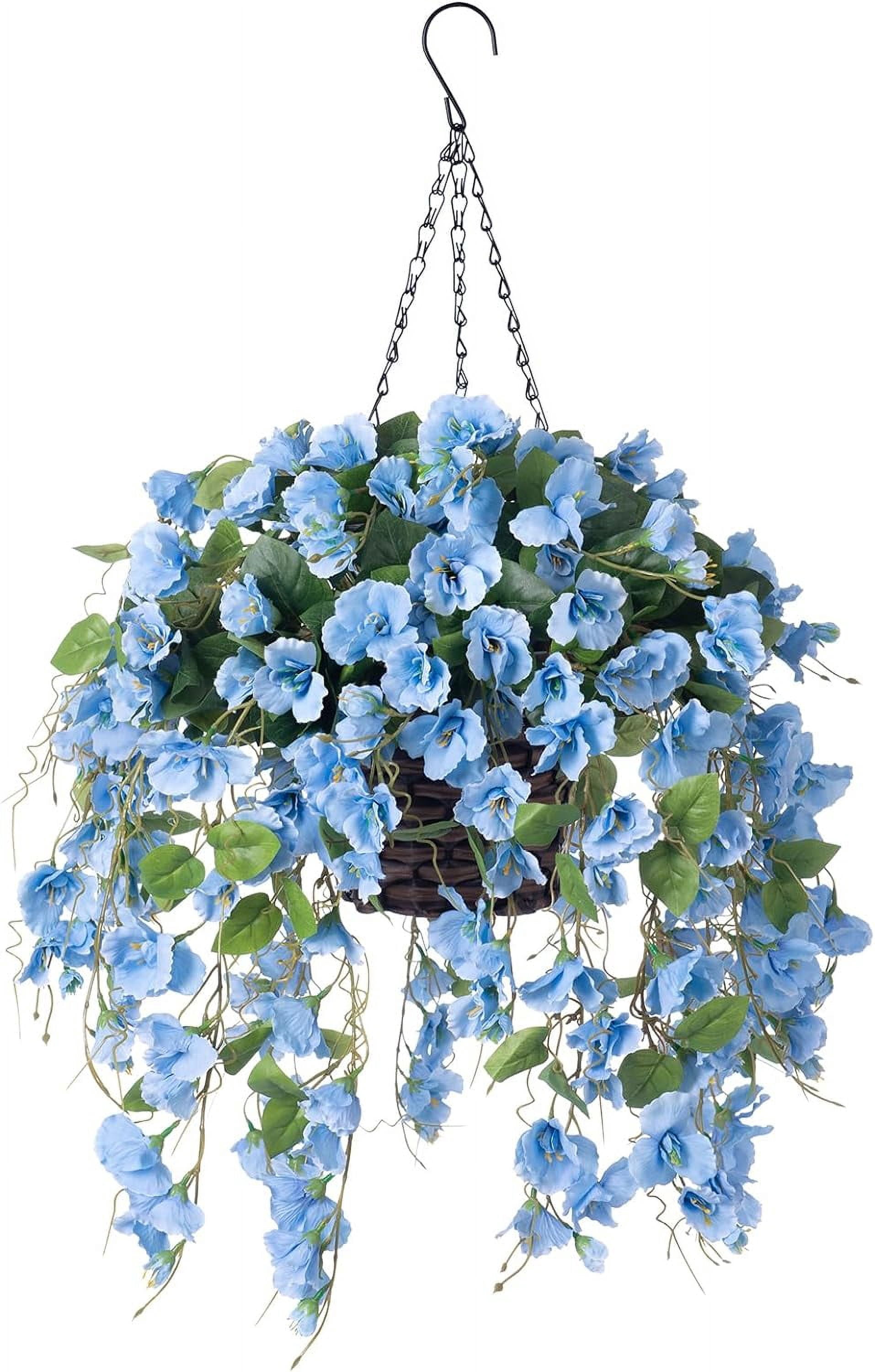 Artificial Fake Flowers Plants Hanging Baskets for Outdoor Porch Spring Decoration, Faux Silk Red Hibiscus Long Vines in Planter UV Resistant Realistic for Home Outside Balcony Patio Yard