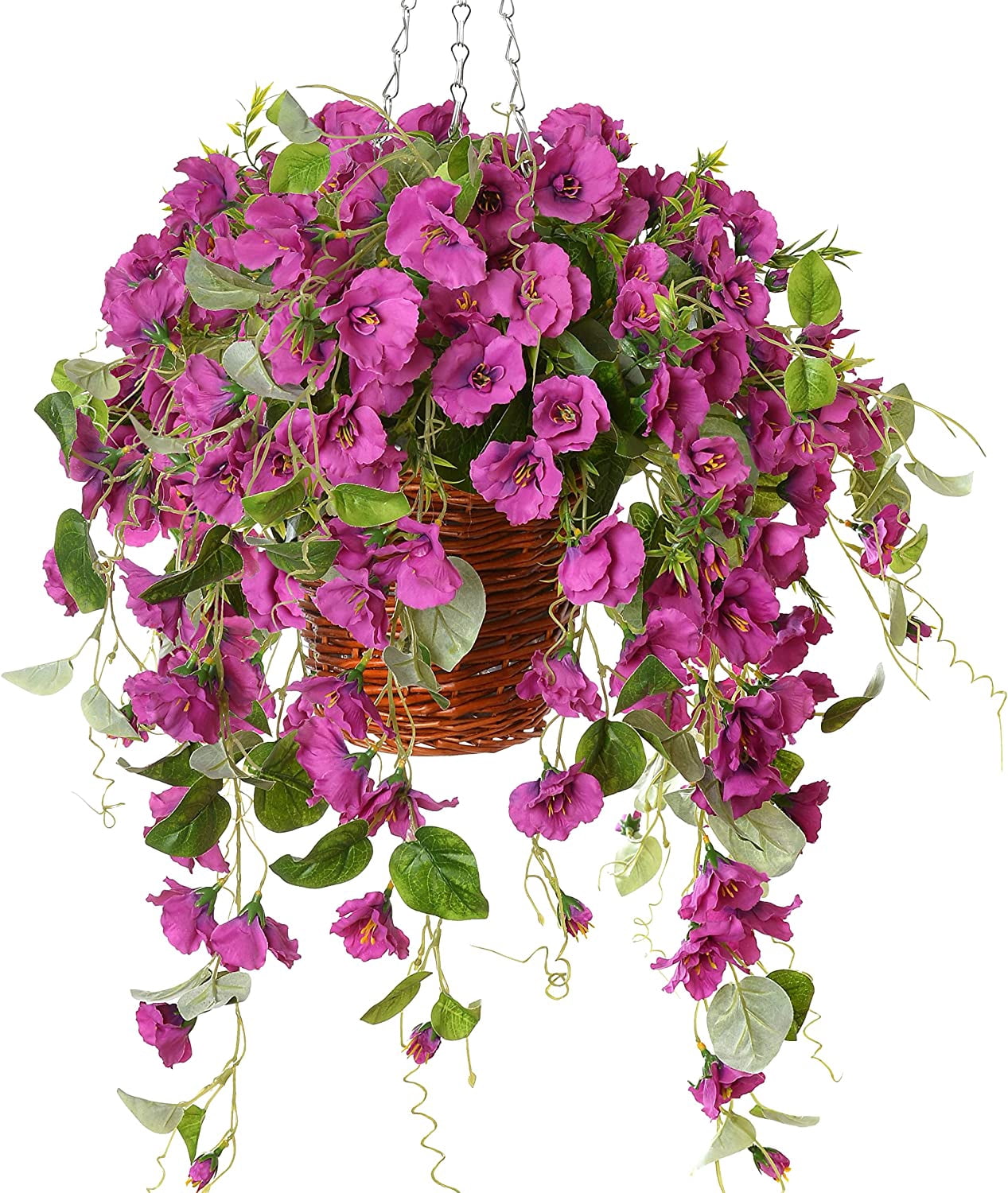 Artificial Fake Flowers Plants Hanging Baskets for Outdoor Porch Spring Decoration, Faux Silk Red Hibiscus Long Vines in Planter UV Resistant Realistic for Home Outside Balcony Patio Yard