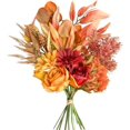 thumbnail image 1 of Artificial Fake Flowers Plants Silk Flower Arrangements Wedding Bouquets Decorations Plastic Floral Table Centerpieces for Home Kitchen Garden Party Décor (Autumn red), 1 of 14