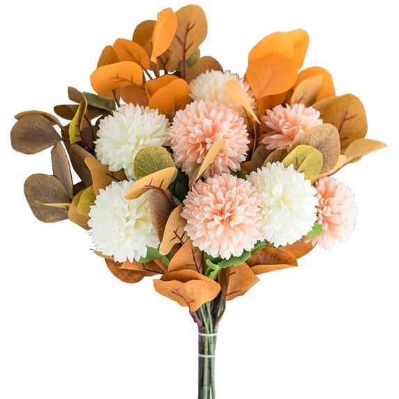 Artificial Fake Flowers Plants Silk Flower Arrangements Wedding Bouquets Decorations Plastic Floral Table Centerpieces for Home Kitchen Garden Party Décor (Champagne White)