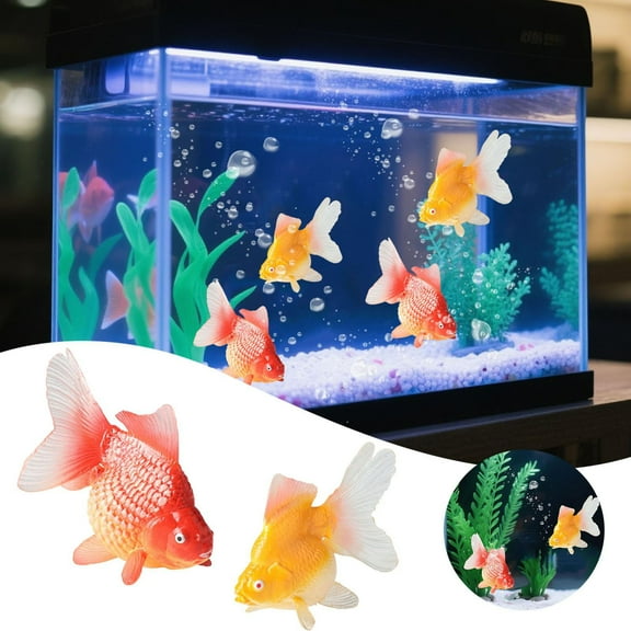 Artificial Fake Goldfish, Plastic Floating Artificial Aquarium Fake Fish, for Pond Swimming Plastic Fish Realistic Moving Goldfish Floating Goldfish Decor for Aquarium Tank Yellow