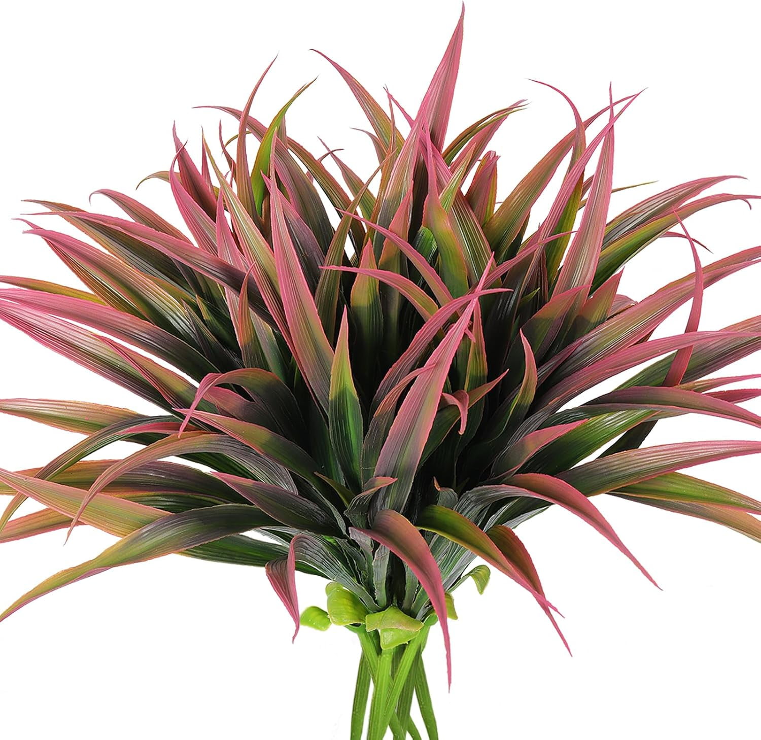 Artificial Fake Grass 8 Pcs Faux Greenery Stems UV Resistant Outdoor Plants Plastic Spring Tropical Bushes for Home Window Garden Office Patio Pathway Front Porch Decor(Purple)