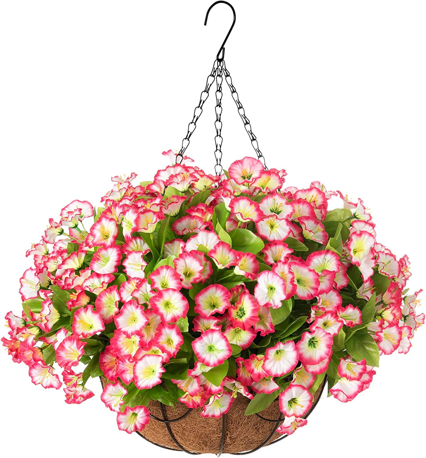 Artificial Fake Hanging Baskets Mums Flowers Plants for Fall Outdoor Decoration,UV Resistant Fake Silk planters Outside Look Real for Home Porch Patio Yard Spring Decor