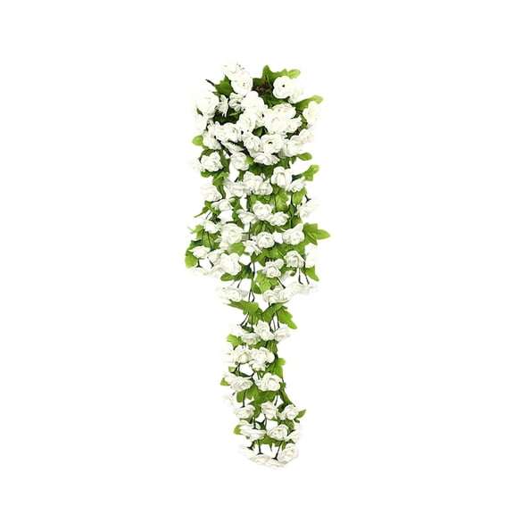 Artificial Fake Hanging Flowers for Outdoor, Faux Silk Wall-Mounted Petunia Trailing Vines UV Resistant for Home Front Door Wall Planter Porch Patio Decoration, 1Pc, Multicolor(White,33x10")