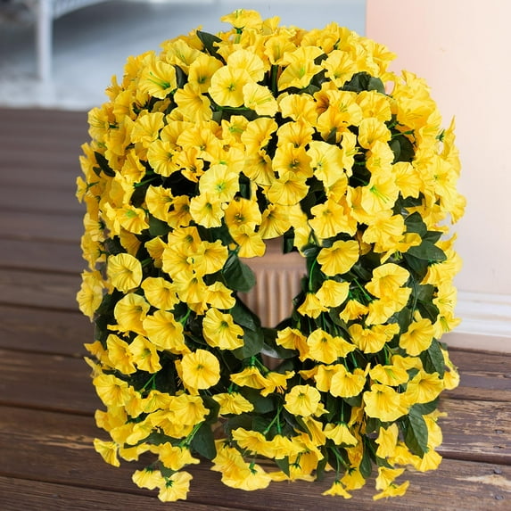 Artificial Fake Hanging Flowers Plants,2PCS Faux Silk Morning Glory Trailing Vines for Outdoor Decoration