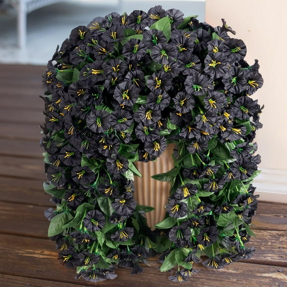 Artificial Fake Hanging Flowers Plants,2PCS Faux Silk Morning Glory Trailing Vines for Outdoor Decoration