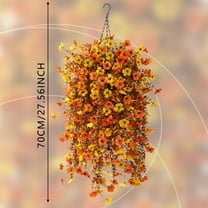 Artificial Fake Hanging Flowers Plants with Basket Fall Outdoor Decoration,Faux Silk Colorful Daisy In Planter Boxwood No Fade Plastic Shrubs Decor Farmhouse Home Garden Thanksgiving