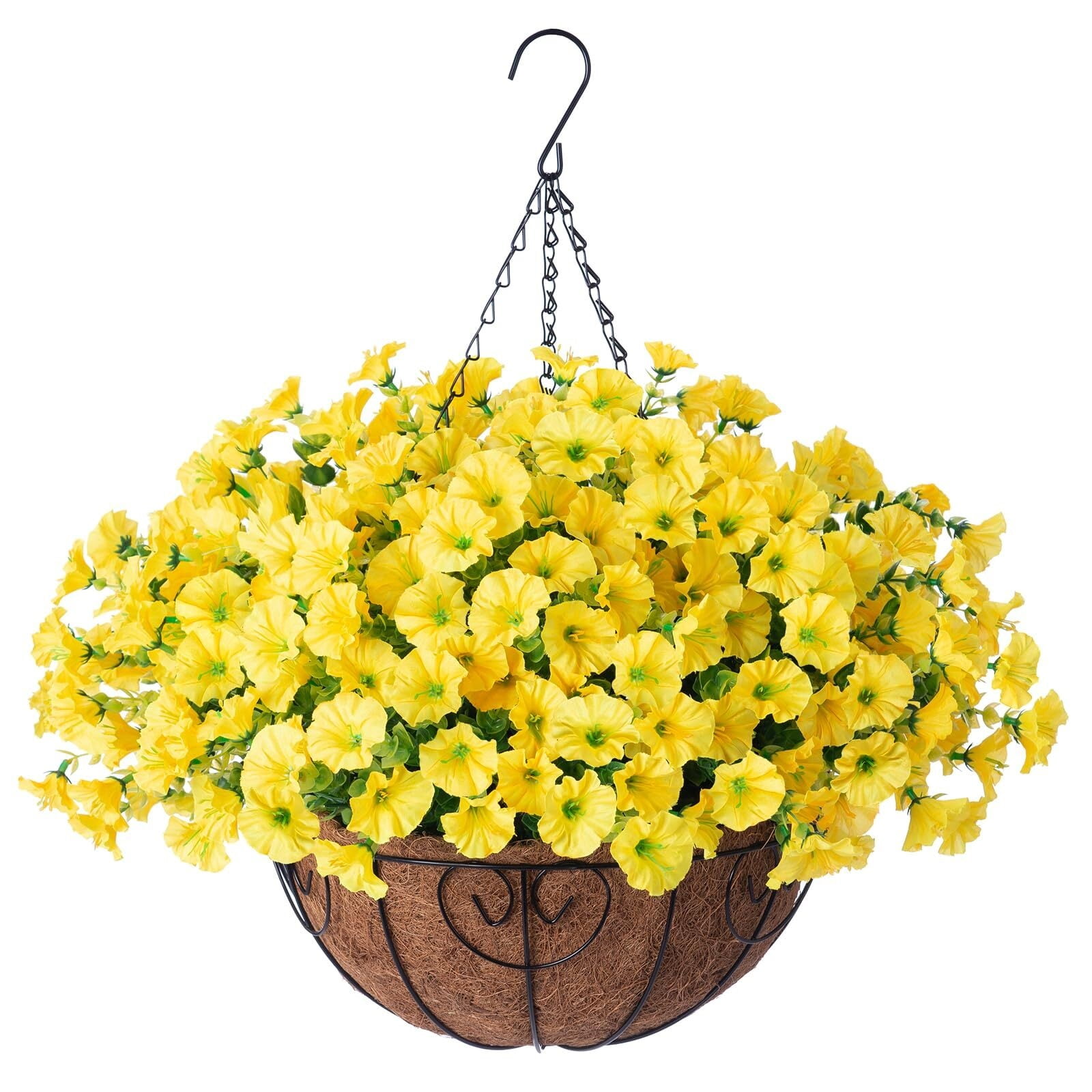 Artificial Fake Hanging Flowers Plants Basket for Outdoor Spring Summer ...