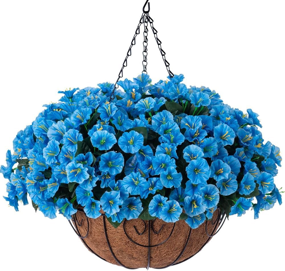 Artificial Fake Hanging Flowers Plants Basket for Outdoor Spring Summer ...