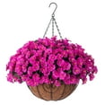 thumbnail image 1 of Artificial Fake Hanging Flowers Plants Basket for Outdoor Spring Summer Decoration, Faux Silk Flowers Outside Look Real Morning Glory UV Resistant for Porch Patio Balcony Garden Yard Home, Fuchsia, 1 of 31