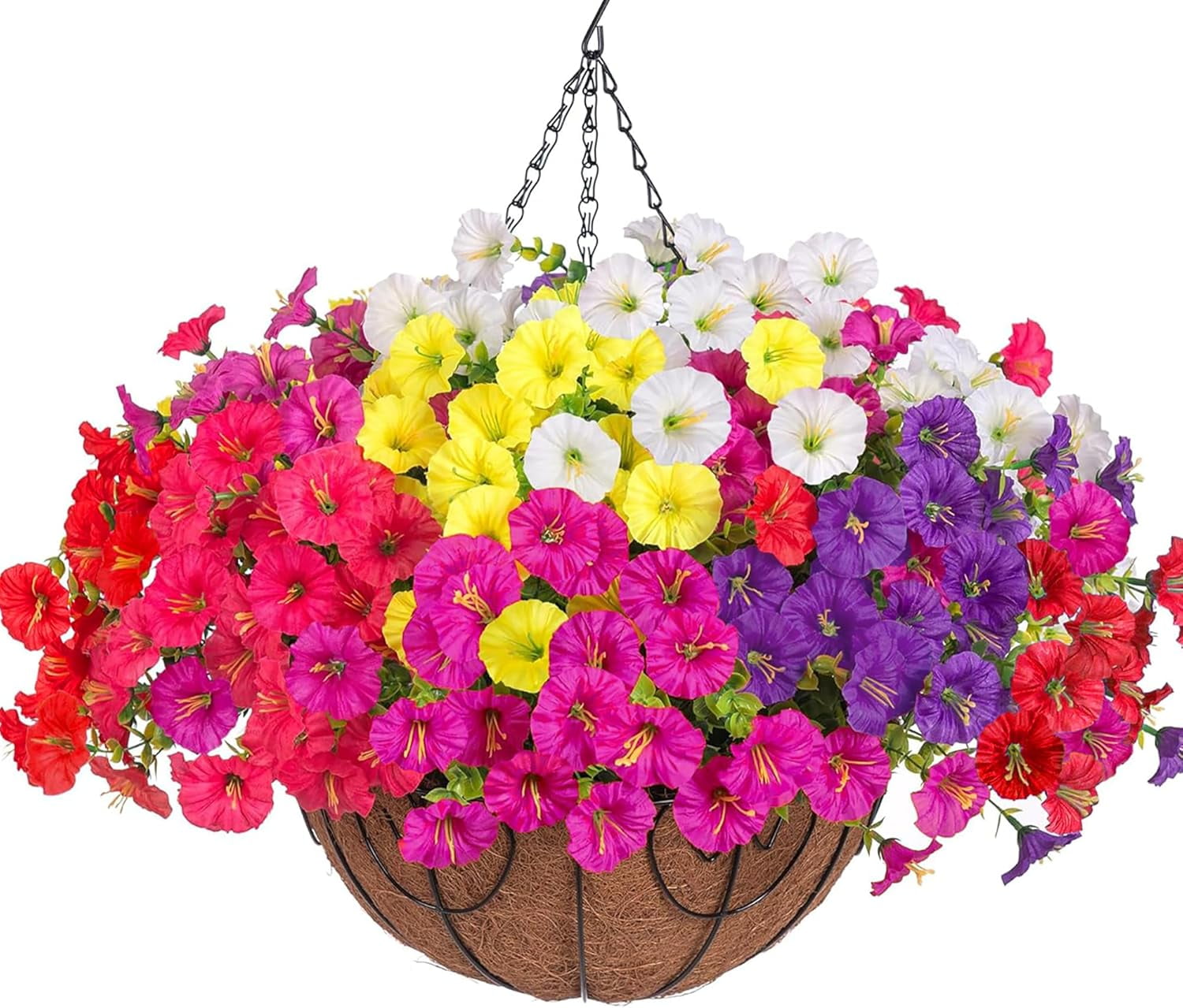 Artificial Fake Hanging Flowers Plants Baskets for Outdoor Outside ...