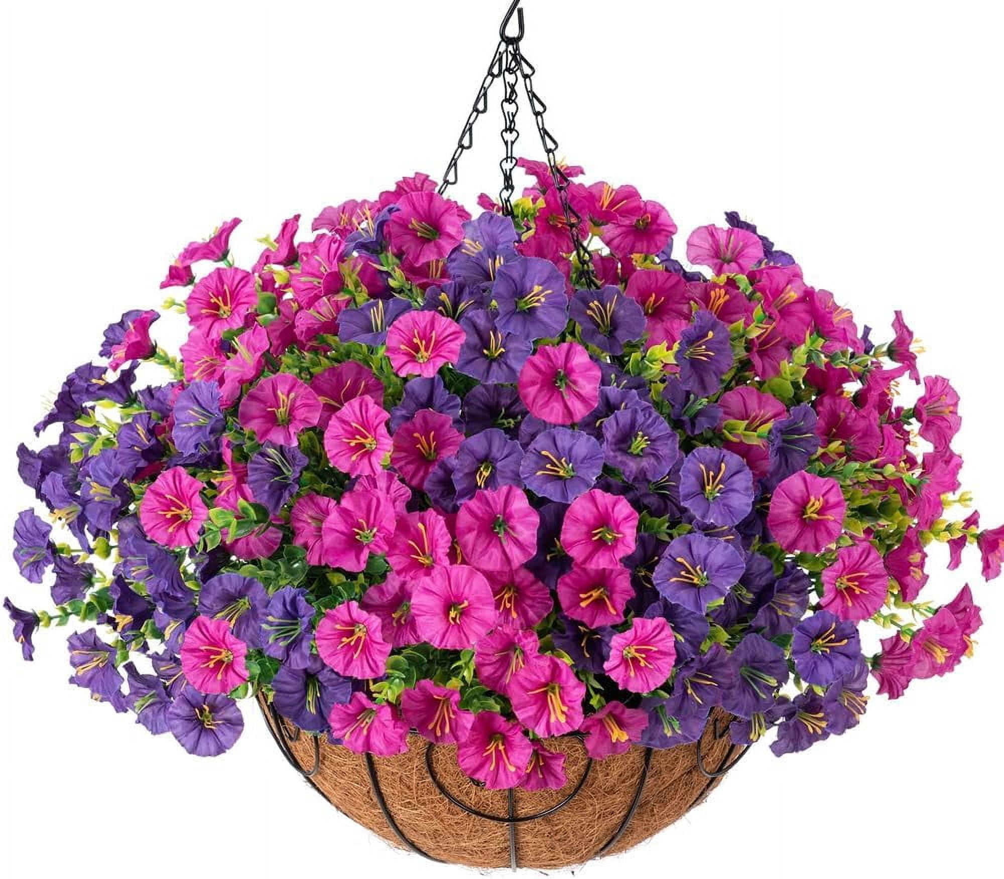 Artificial Fake Hanging Flowers Plants Baskets for Outdoor Outside ...