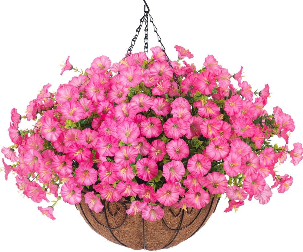 Artificial Fake Hanging Flowers Plants Baskets for Outdoor Outside ...