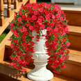 thumbnail image 1 of Artificial Fake Hanging Flowers Plants for Outdoor Spring Decoration,1 Bundle Silk Morning Glory Faux Flowers with Eucalyptus Leaves,UV Resistant Look Real for Planter Porch Patio Balcony Yard Decor, 1 of 7