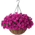 thumbnail image 1 of Artificial Fake Hanging Outdoor Flowers Plants with Basket, Faux Silk Camellia UV Resistant Look Real Floral Arrangement Planter for Outside Porch Patio Balcony Garden Home Decor, 1 of 6